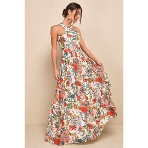Lulu Lilja Cream Floral Print Maxi Dress